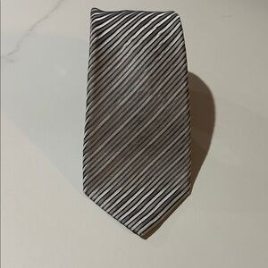Hugo Boss Black and Gray Striped Tie